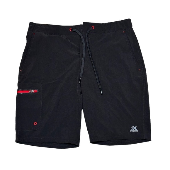 Men's Zeroxposur Medium Swim Drawstring Shorts Trunks Hybrid Black Elastic Waist - Picture 3 of 10